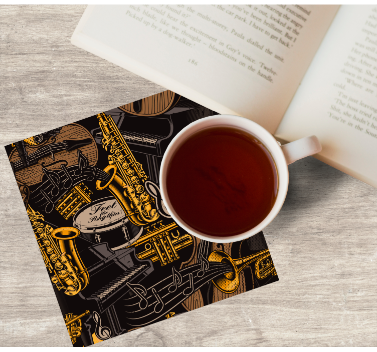 Posavasos frikis patrón de instrumentos musicales - TenVinilo