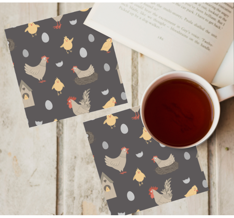 Posavasos frikis patrón de pollos y huevos - TenVinilo