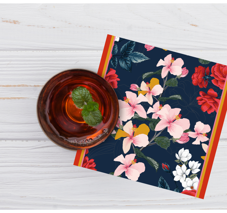 Posavasos frikis patrón floral tropical - TenVinilo