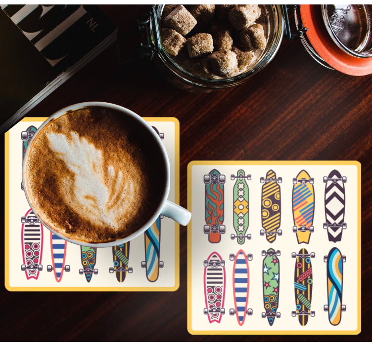 Posavasos frikis patrones coloridos de patineta - TenVinilo