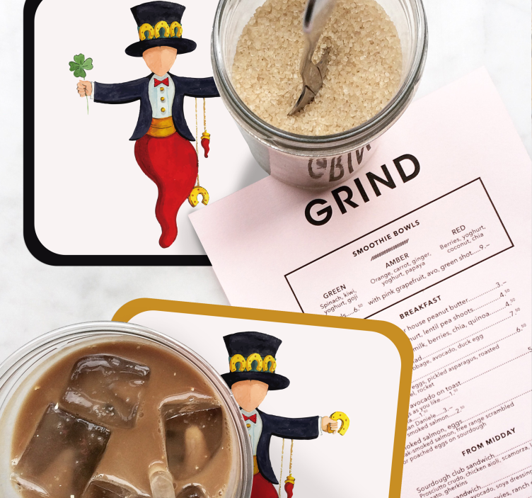 Posavasos frikis personaje juguetón con trébol - TenVinilo