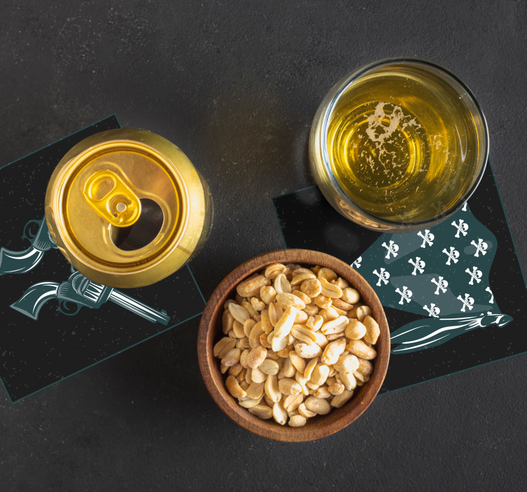 Posavasos frikis revólveres cruzados y bandana - TenVinilo