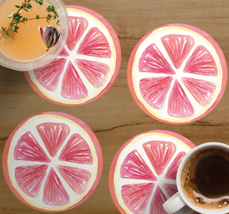 Posavasos frikis rodajas de cítricos rosas contorneadas - TenVinilo