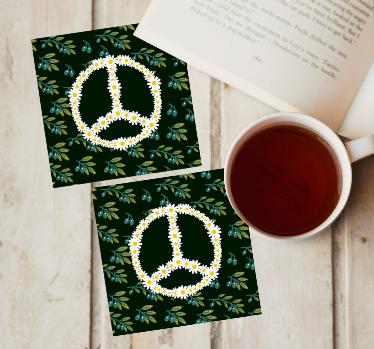 Posavasos frikis símbolo de paz floral - TenVinilo