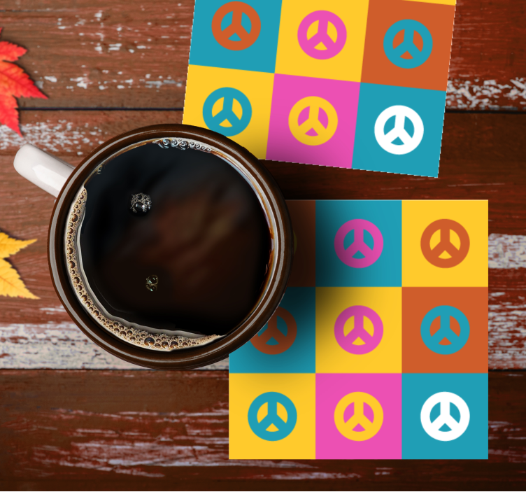 Posavasos frikis símbolos de paz coloridos - TenVinilo