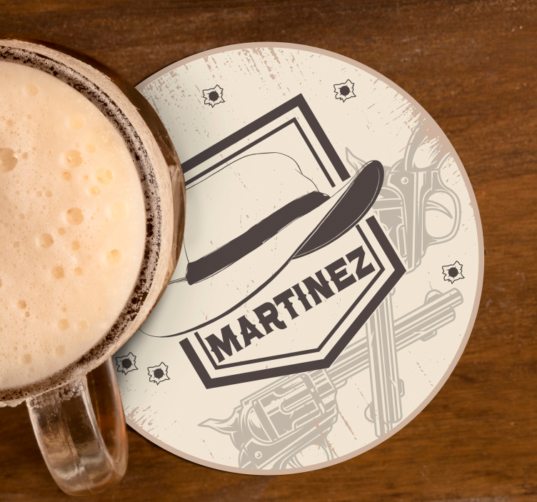 Posavasos frikis sombrero vaquero y pistolas - TenVinilo