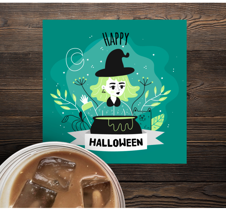 Posavasos halloween bruja con caldero - TenVinilo