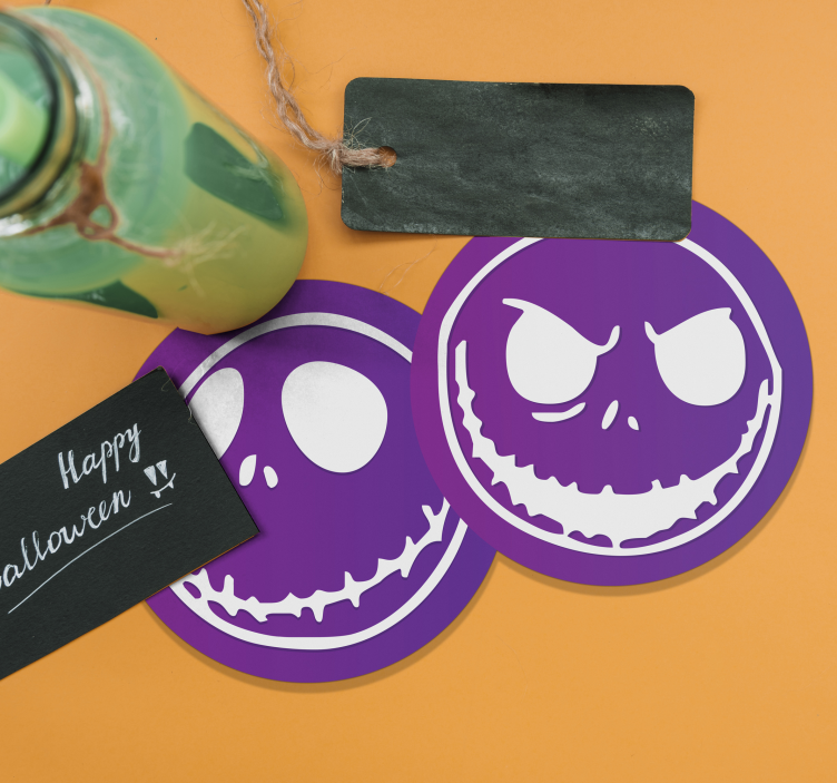 Posavasos halloween caras de calavera - TenVinilo