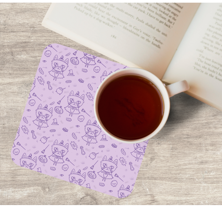 Posavasos halloween elementos de gato juguetón - TenVinilo