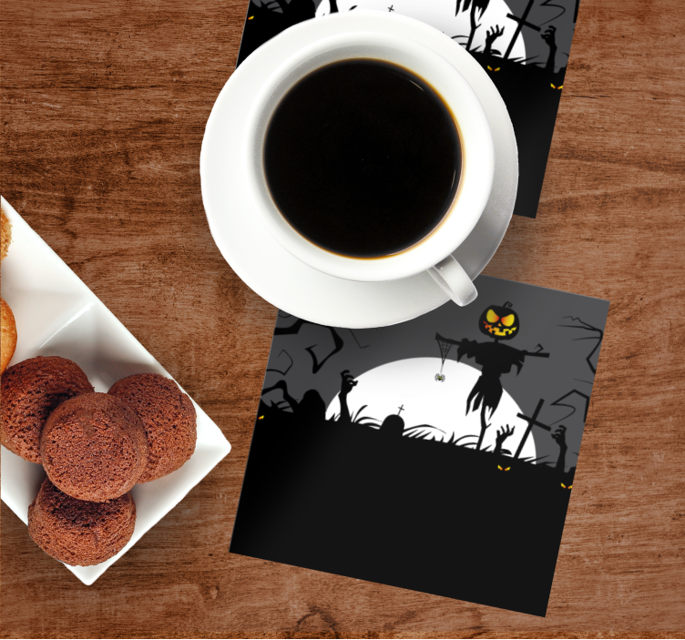 Posavasos halloween espantapájaros con calabaza - TenVinilo