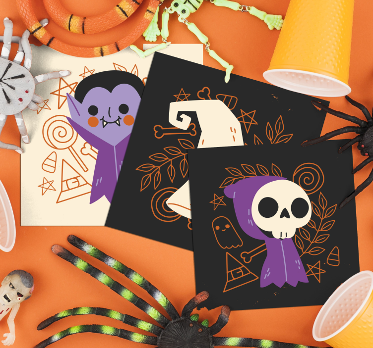 Posavasos Halloween infantil patrón bonito - TenVinilo