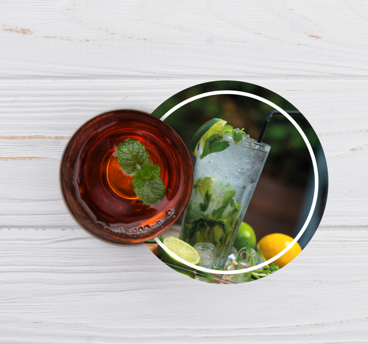 Posavasos moderno bebida refrescante de menta - TenVinilo