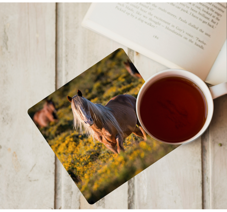 Posavasos moderno caballo majestuoso en el campo - TenVinilo