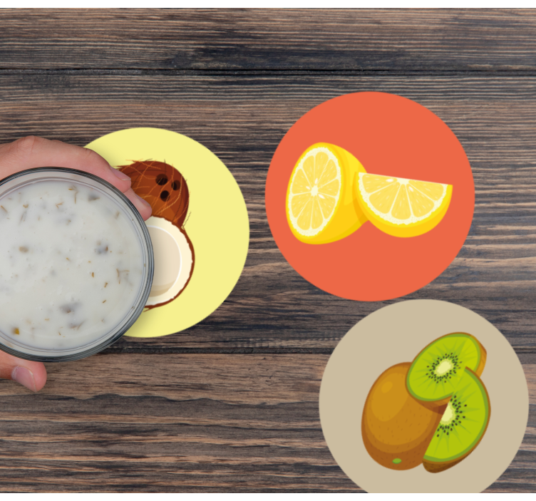 Posavasos moderno colección de ilustraciones de frutas - TenVinilo