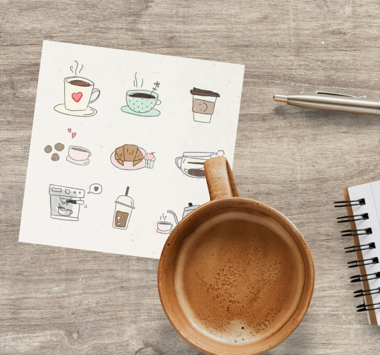 Posavasos moderno collage de ilustraciones de bebidas - TenVinilo