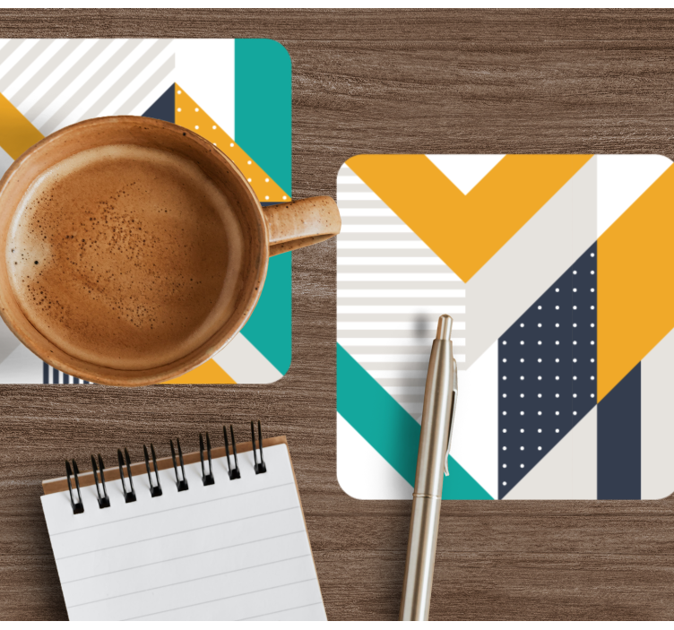 Posavasos moderno con patrones de bloques geométricos - TenVinilo