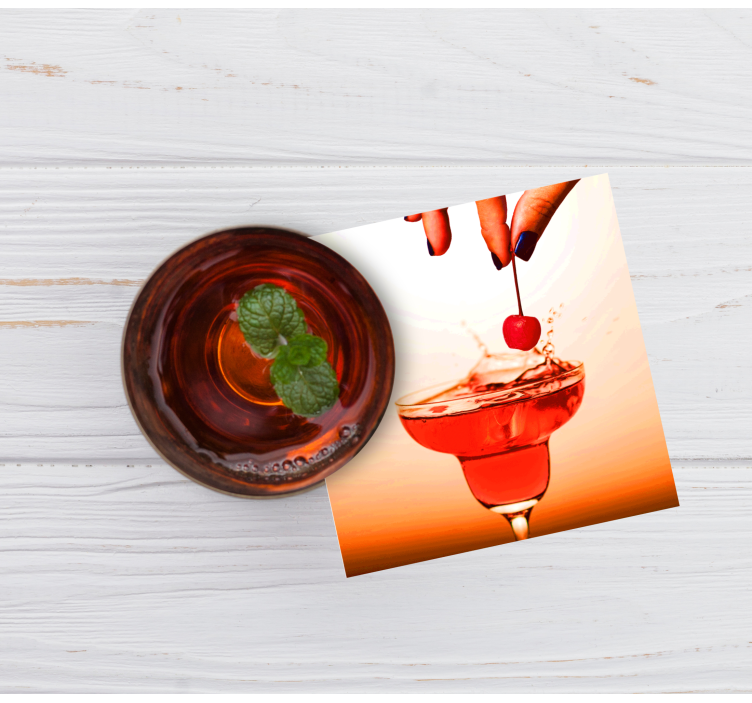 Posavasos moderno delicia de cóctel cherry splash - TenVinilo