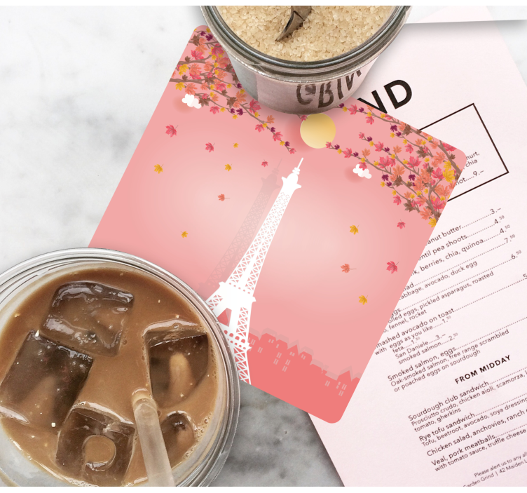 Posavasos moderno escena de otoño torre eiffel - TenVinilo