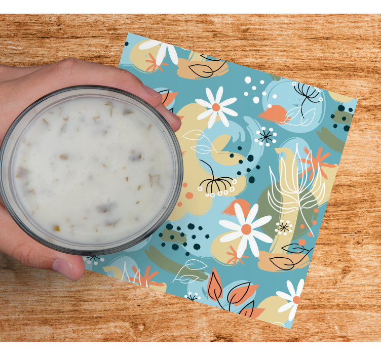 Posavasos moderno fondo de motivo floral - TenVinilo
