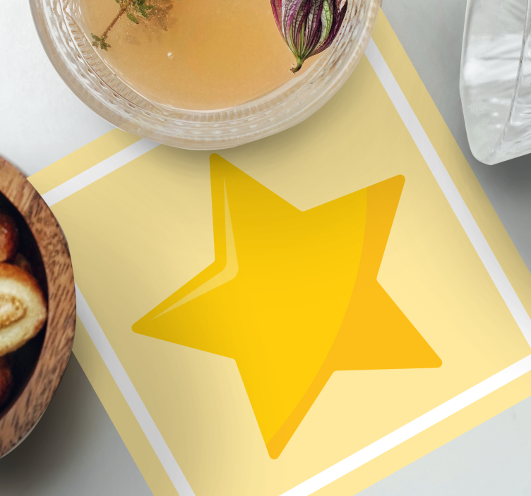 Posavasos moderno forma de estrella amarilla bold - TenVinilo