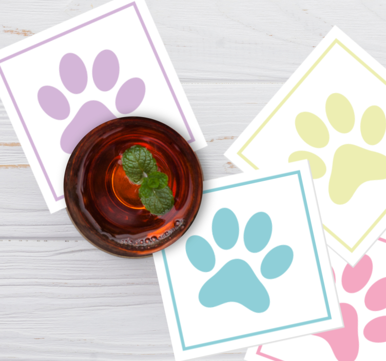 Posavasos moderno huellas de patas coloridas - TenVinilo