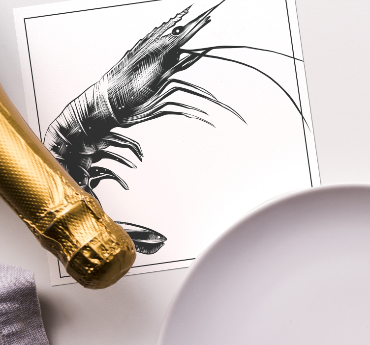 Posavasos moderno ilustración de camarón estilizada - TenVinilo