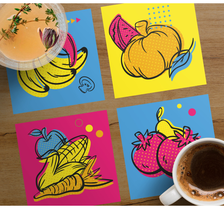 Posavasos moderno ilustraciones de frutas coloridas - TenVinilo