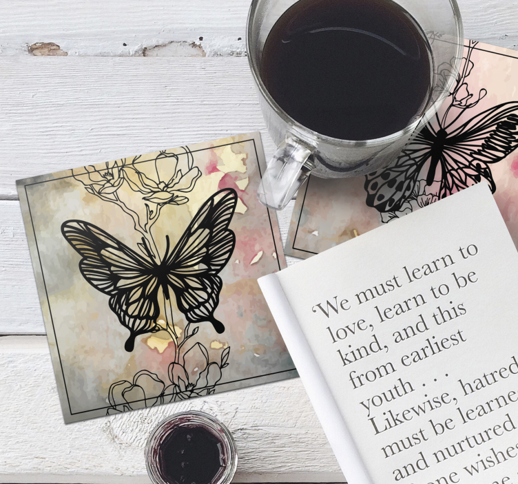 Posavasos moderno motivo de mariposas elegantes - TenVinilo