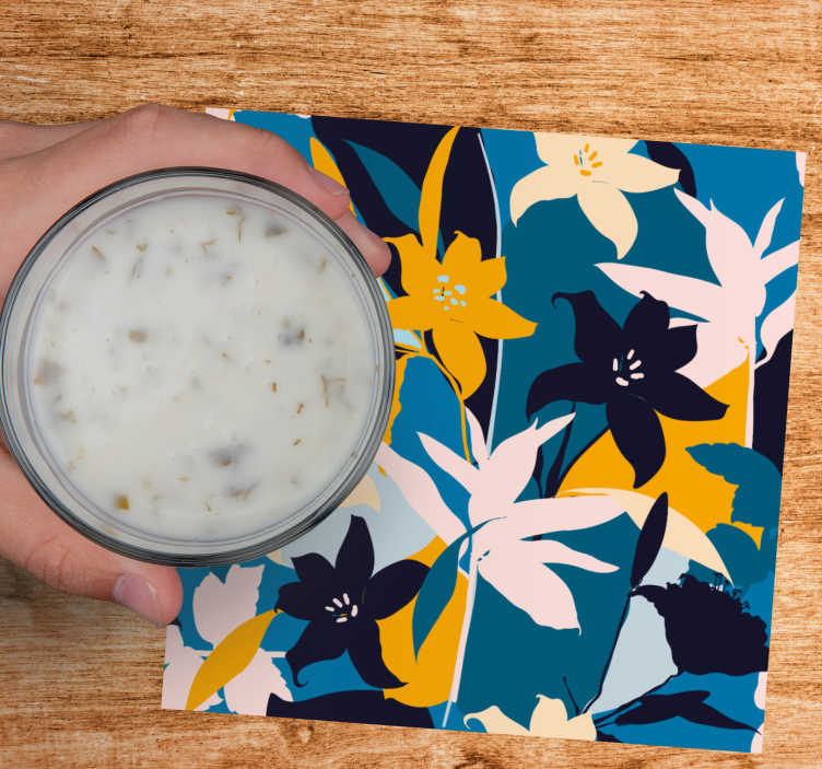 Posavasos moderno motivo floral vivo - TenVinilo