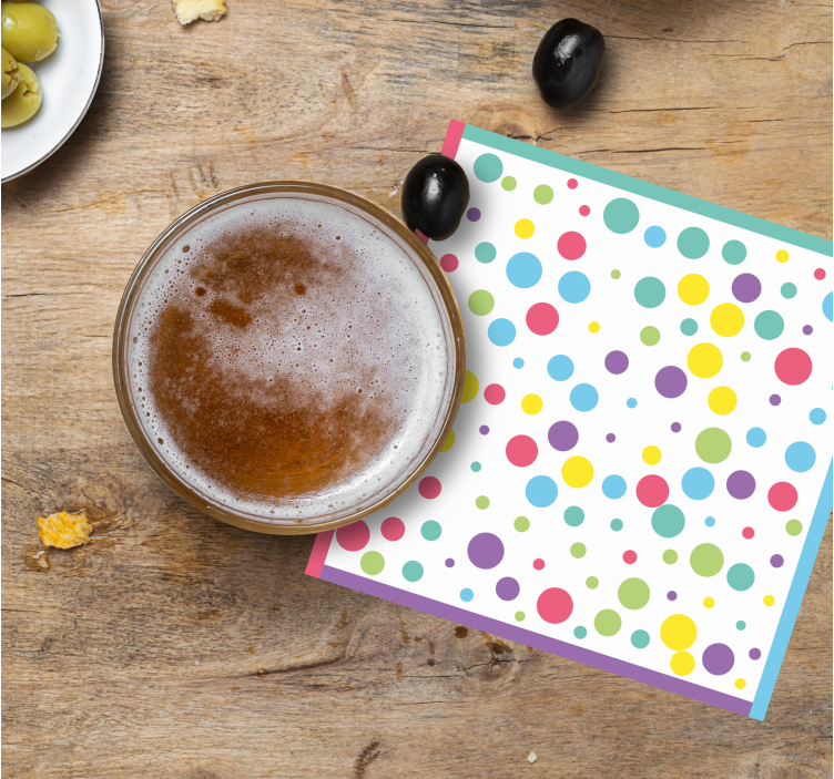 Posavasos moderno patrón de lunares coloridos - TenVinilo