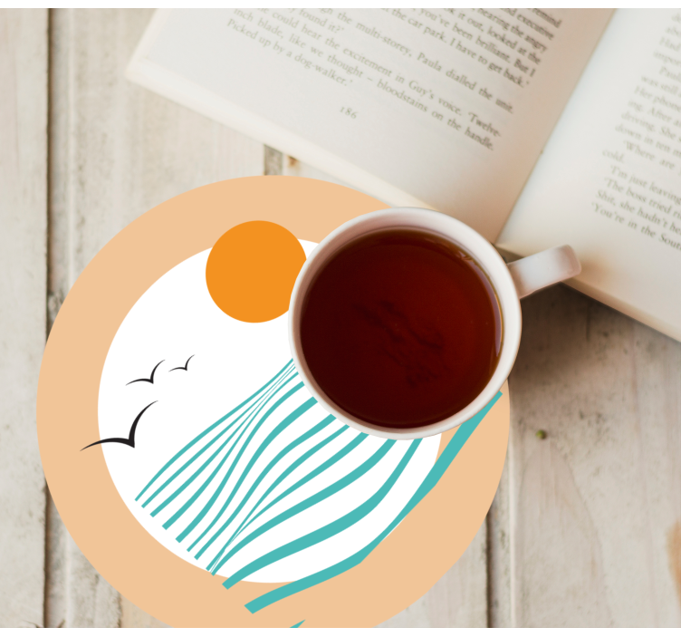 Posavasos moderno patrón de olas al atardecer - TenVinilo