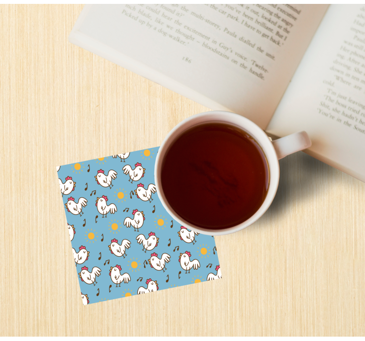 Posavasos moderno pollos alegres y sol - TenVinilo