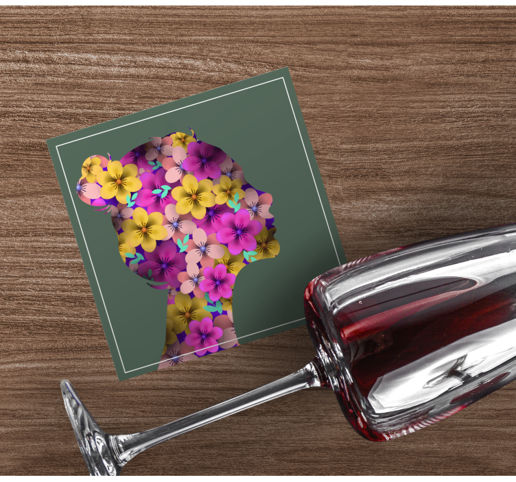 Posavasos moderno silueta floral - TenVinilo