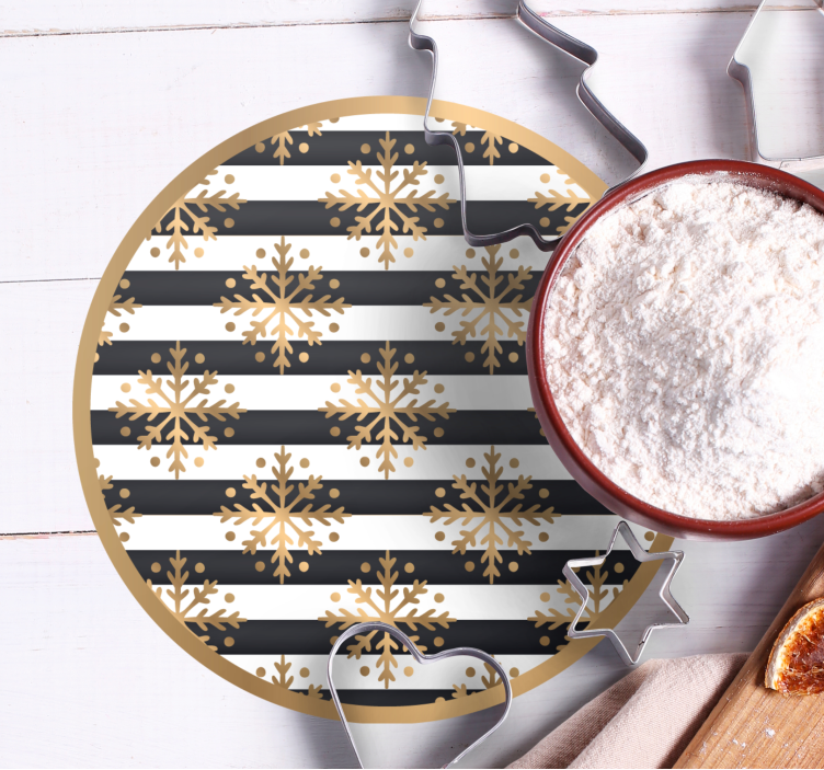 Posavasos navideño con diseño de copos de nieve rayados - TenVinilo