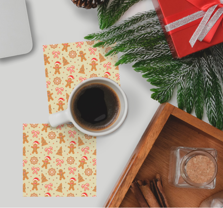 Posavasos navideño con diseño de jengibre festivo - TenVinilo