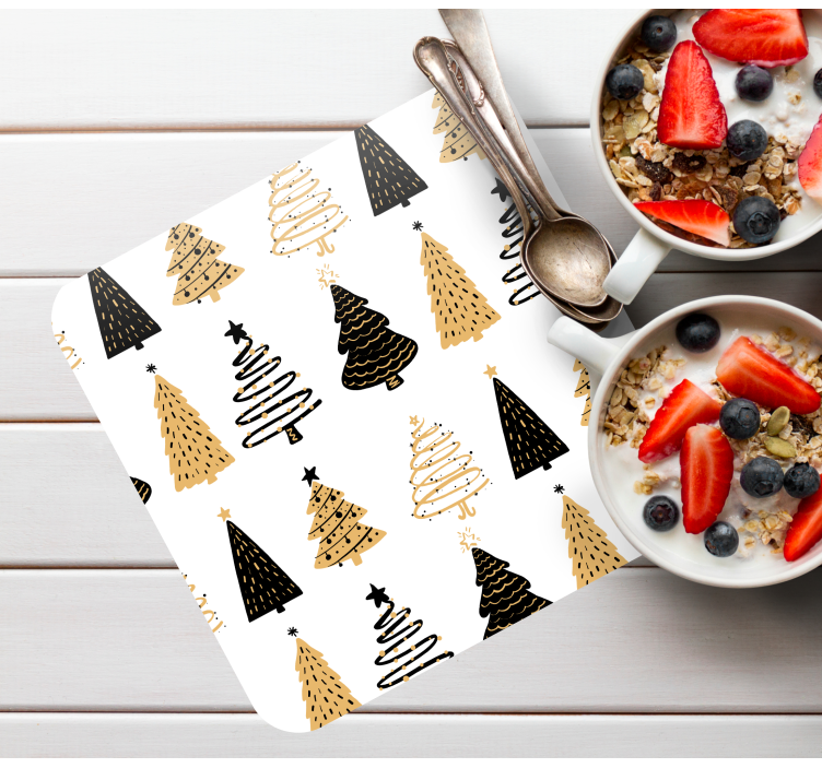 Posavasos navideño con patrón de árbol estilizado - TenVinilo