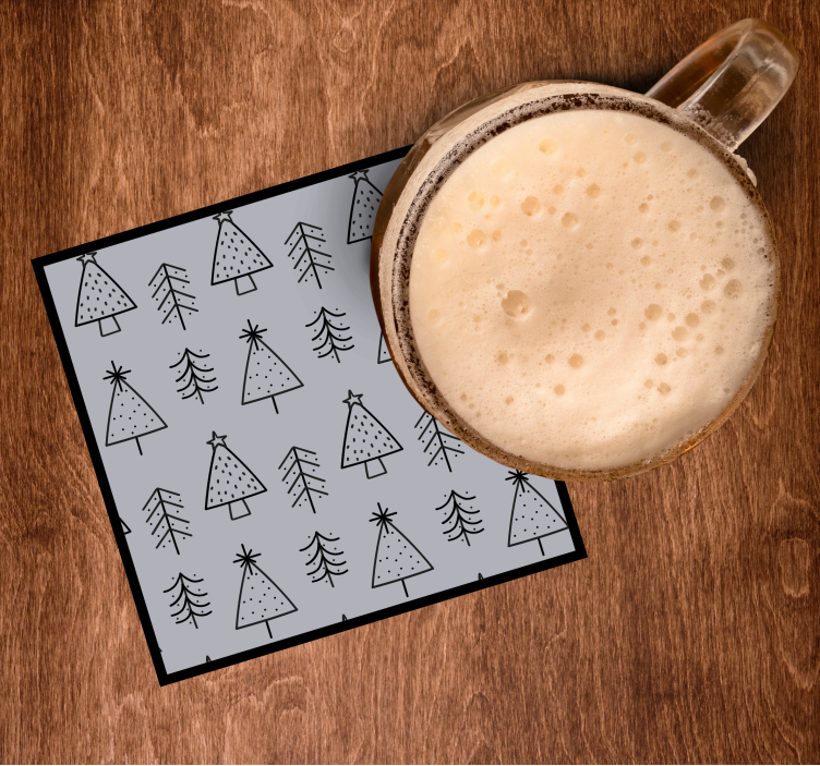 Posavasos navideño con patrones de árboles estilizados - TenVinilo