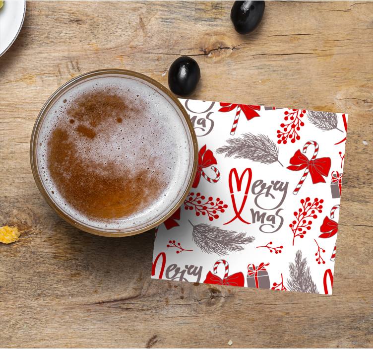 Posavasos navideño con patrones festivos - TenVinilo