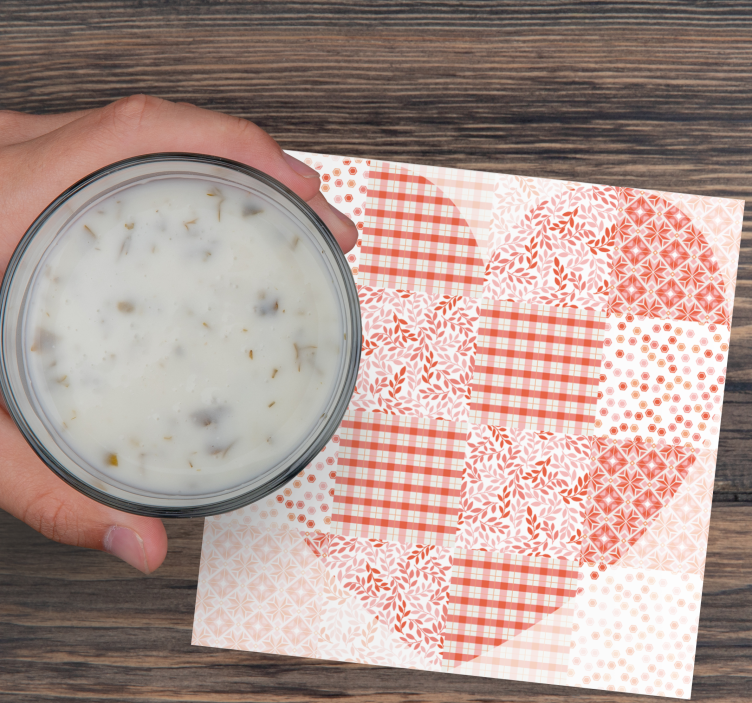 Posavasos navideño diseño de corazones en patchwork - TenVinilo