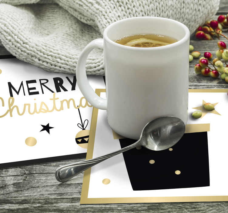 Posavasos navideño diseño de regalo festivo - TenVinilo