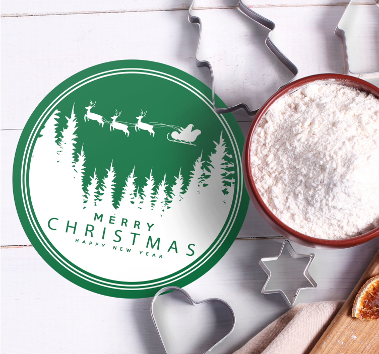 Posavasos navideño escena festiva de santa sleigh - TenVinilo