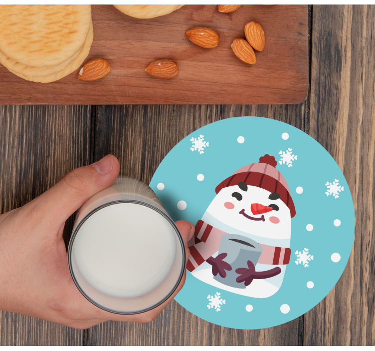 Posavasos navideño muñeco de nieve con taza - TenVinilo