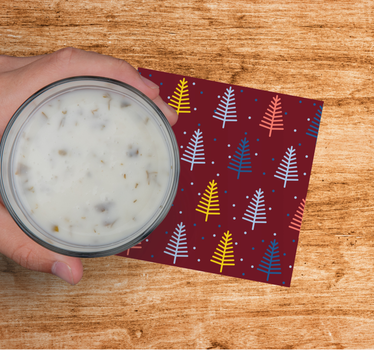 Posavasos navideño patrón de Árbol colorido - TenVinilo