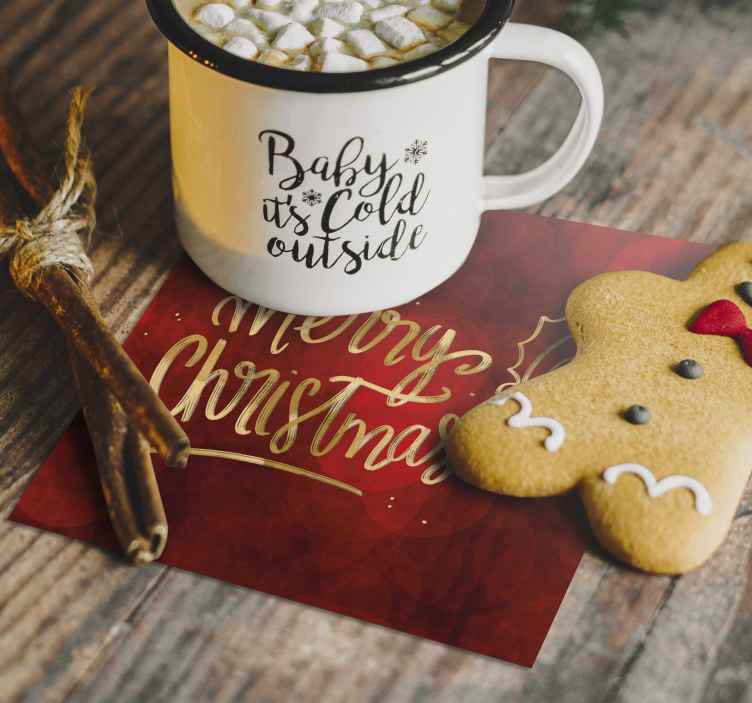 Posavasos navideños feliz navidad en rojo - TenVinilo