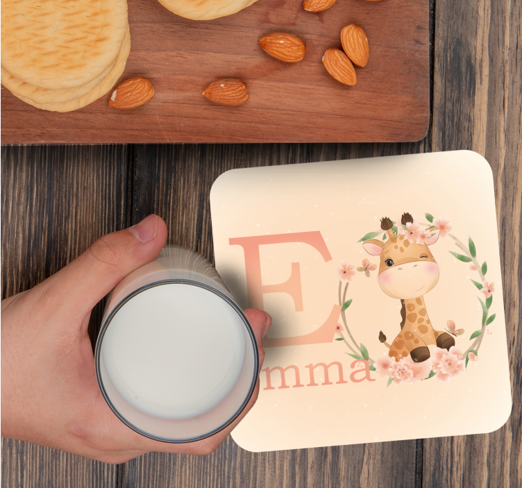 Posavasos personalizable carácter de jirafa lindo - TenVinilo