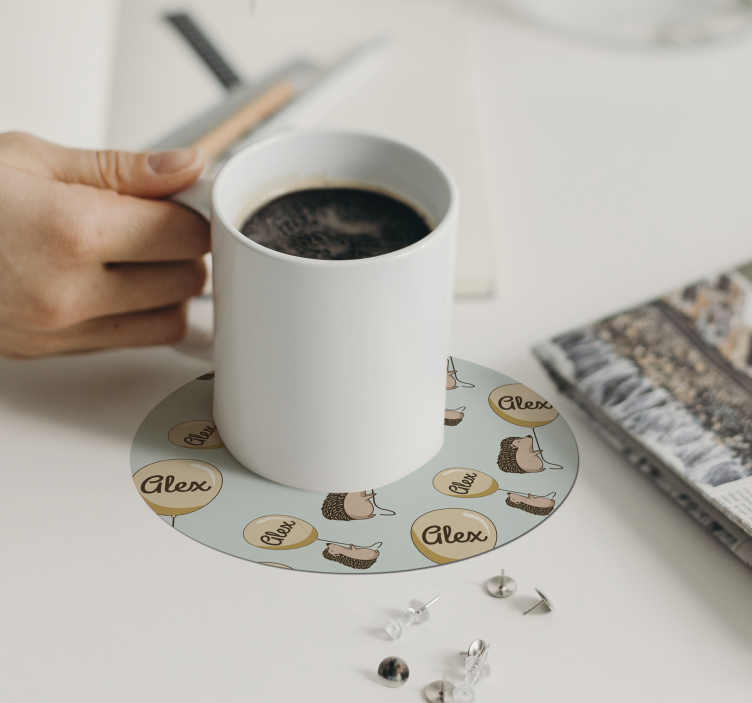 Posavasos personalizable con divertidos patrones de erizos - TenVinilo