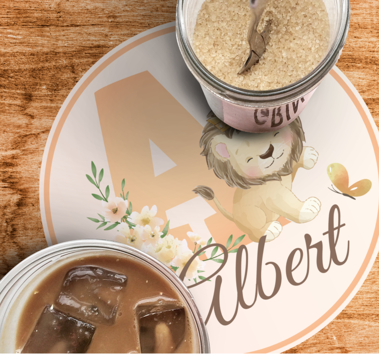 Posavasos personalizable diseño de león juguetón - TenVinilo