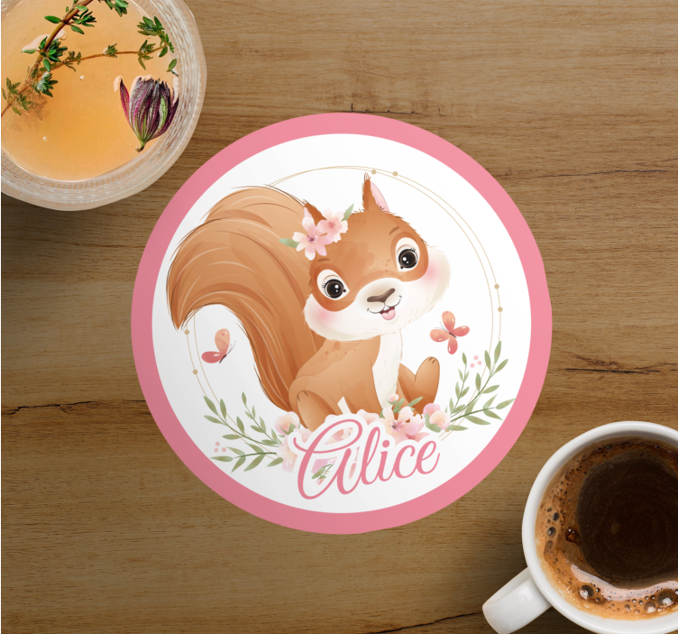 Posavasos personalizable ilustración de ardilla linda - TenVinilo