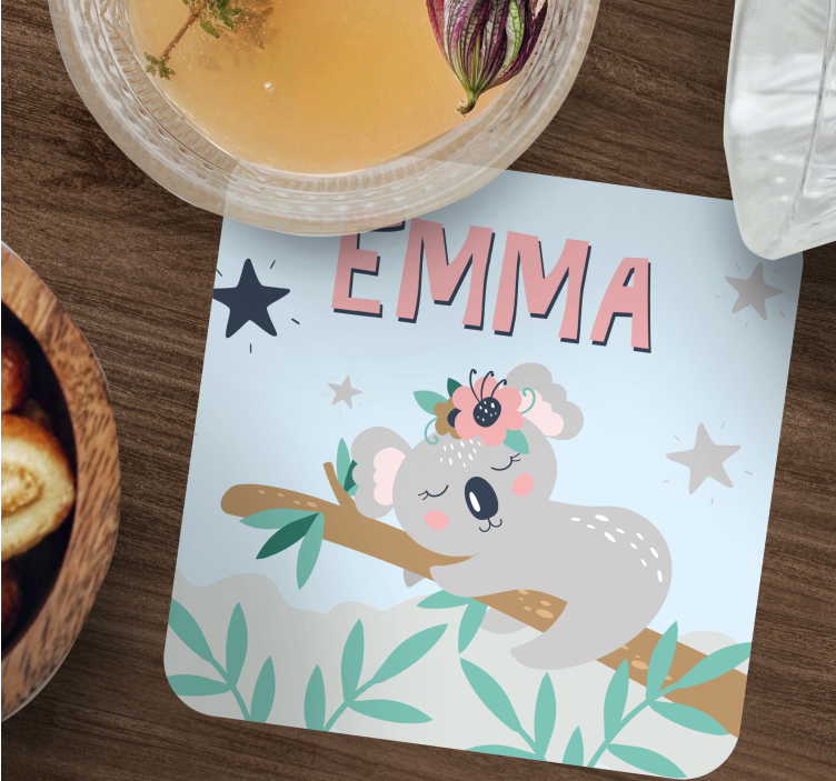 Posavasos personalizable ilustración de koala lindo - TenVinilo