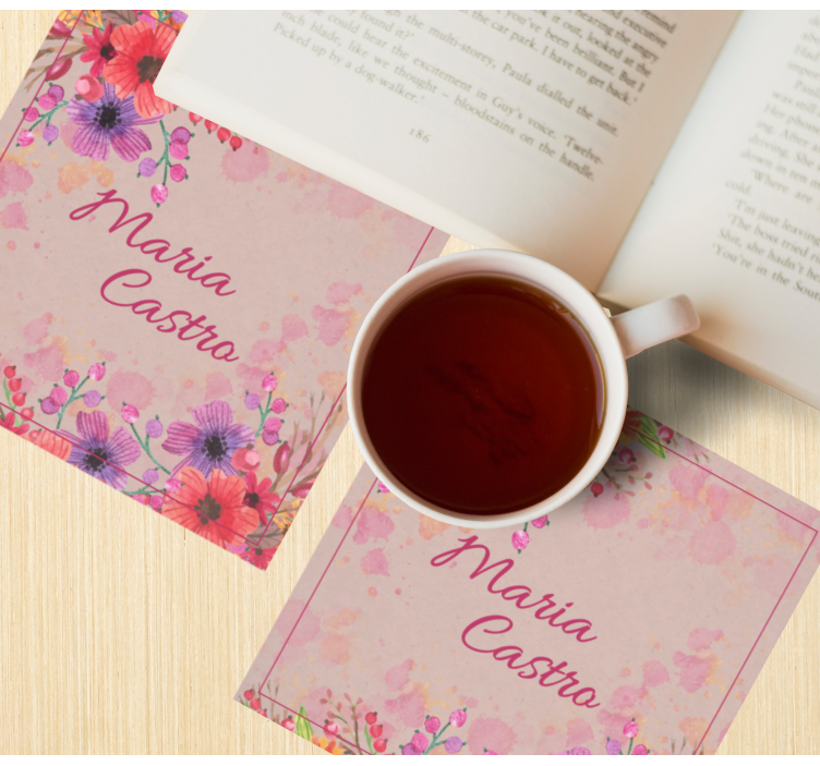 Posavasos personalizable mejoras florales personalizadas - TenVinilo